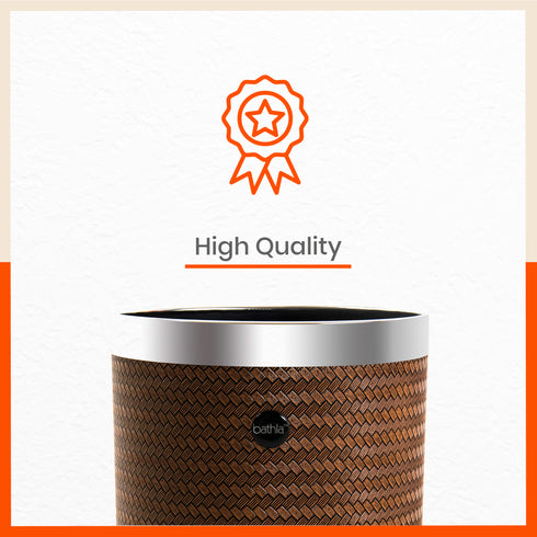 Bathla Eleganza Dustbin For Home - Brown Cane (8 L)